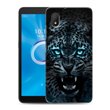Силиконовый чехол на Alcatel 1A (2020) с принтом Темный леопард