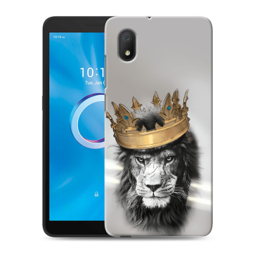 Силиконовый чехол на Alcatel 1A (2020) с принтом Лев с короной
