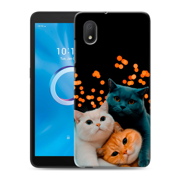 Силиконовый чехол на Alcatel 1A (2020) с принтом Кошки Силиконовый чехол на Alcatel 1A (2020) с принтом Кошки