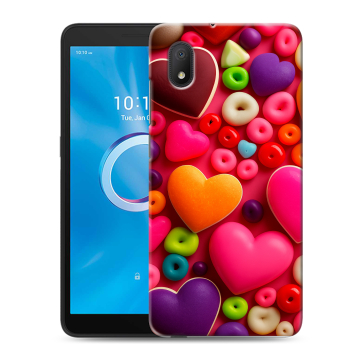Силиконовый чехол на Alcatel 1A (2020) с принтом Сердечки