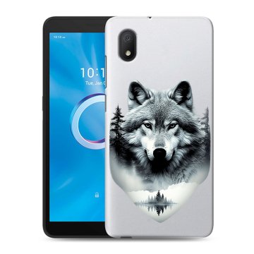 Силиконовый чехол на Alcatel 1A (2020) с принтом Волк в лесу