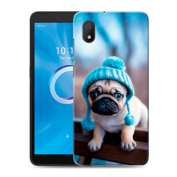 Силиконовый чехол на Alcatel 1A (2020) с принтом Мопс в шапке