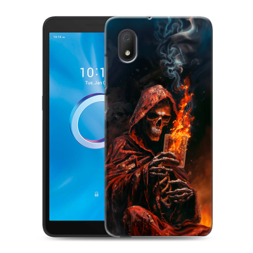 Силиконовый чехол на Alcatel 1A (2020) с принтом Скелет и карты