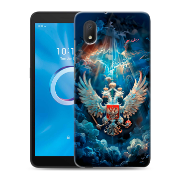 Силиконовый чехол на Alcatel 1A (2020) с принтом Герб флаг России