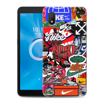Силиконовый чехол на Alcatel 1A (2020) с принтом Найк Nike яркий