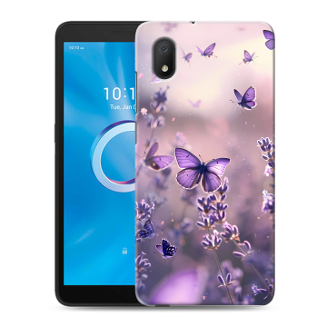 Силиконовый чехол на Alcatel 1A (2020) с принтом бабочки и лаванда