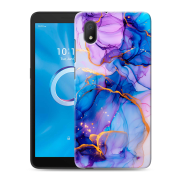 Силиконовый чехол на Alcatel 1A (2020) с принтом синий мрамор