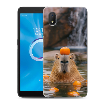 Силиконовый чехол на Alcatel 1A (2020) с принтом Капибара с апельсином Силиконовый чехол на Alcatel 1A (2020) с принтом Капибара с апельсином