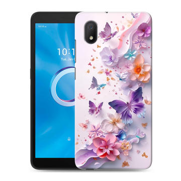 Силиконовый чехол на Alcatel 1A (2020) с принтом цветы бабочки Силиконовый чехол на Alcatel 1A (2020) с принтом цветы бабочки