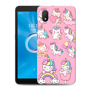Силиконовый чехол на Alcatel 1A (2020) с принтом Единороги и радуга Силиконовый чехол на Alcatel 1A (2020) с принтом Единороги и радуга