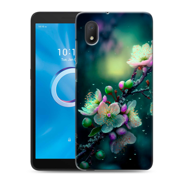 Силиконовый чехол на Alcatel 1A (2020) с принтом Цветы и мрамор Силиконовый чехол на Alcatel 1A (2020) с принтом Цветы и мрамор