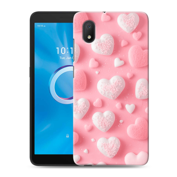 Силиконовый чехол на Alcatel 1A (2020) с принтом Сердечки