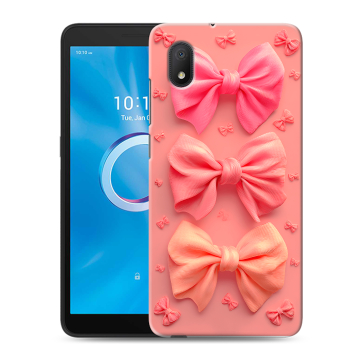 Силиконовый чехол на Alcatel 1A (2020) с принтом Розовые бантики