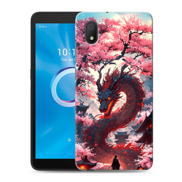 Силиконовый чехол на Alcatel 1A (2020) с принтом Дракон Японский