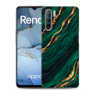 Силиконовый чехол на OPPO Reno3 с принтом Мрамор зеленое золото Силиконовый чехол на OPPO Reno3 с принтом Мрамор зеленое золото