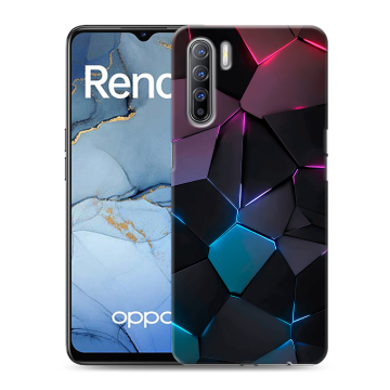 Силиконовый чехол на OPPO Reno3 с принтом Геометрия неона Силиконовый чехол на OPPO Reno3 с принтом Геометрия неона