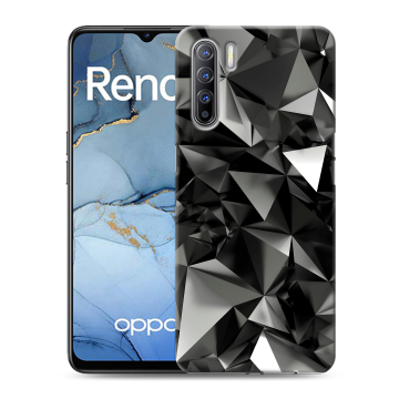 Силиконовый чехол на OPPO Reno3 с принтом Черные кристаллы Силиконовый чехол на OPPO Reno3 с принтом Черные кристаллы