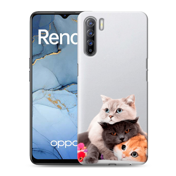 Силиконовый чехол на OPPO Reno3 с принтом Кошки Силиконовый чехол на OPPO Reno3 с принтом Кошки
