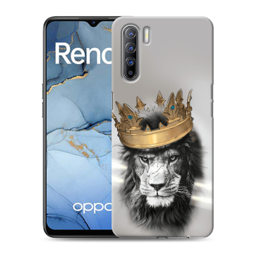 Силиконовый чехол на OPPO Reno3 с принтом Лев с короной Силиконовый чехол на OPPO Reno3 с принтом Лев с короной