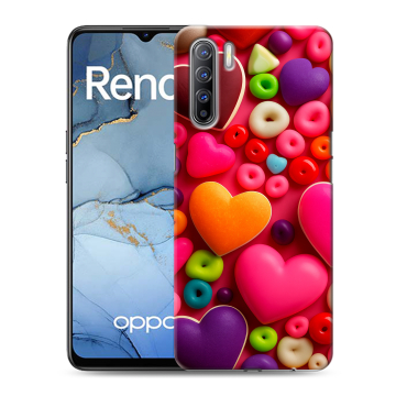 Силиконовый чехол на OPPO Reno3 с принтом Сердечки Силиконовый чехол на OPPO Reno3 с принтом Сердечки