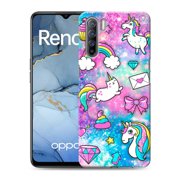 Силиконовый чехол на OPPO Reno3 с принтом Единороги Силиконовый чехол на OPPO Reno3 с принтом Единороги
