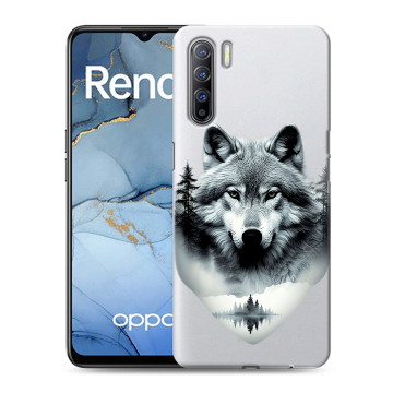 Силиконовый чехол на OPPO Reno3 с принтом Волк в лесу Силиконовый чехол на OPPO Reno3 с принтом Волк в лесу