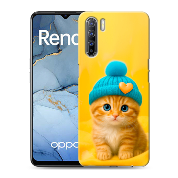 Силиконовый чехол на OPPO Reno3 с принтом Котенок в шапке