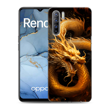 Силиконовый чехол на OPPO Reno3 с принтом Золотой дракон Силиконовый чехол на OPPO Reno3 с принтом Золотой дракон