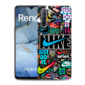 Силиконовый чехол на OPPO Reno3 с принтом найк nike черный Силиконовый чехол на OPPO Reno3 с принтом найк nike черный