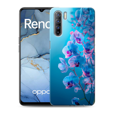 Силиконовый чехол на OPPO Reno3 с принтом голубые орхидеи Силиконовый чехол на OPPO Reno3 с принтом голубые орхидеи