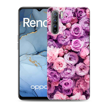 Силиконовый чехол на OPPO Reno3 с принтом лавандовые розы Силиконовый чехол на OPPO Reno3 с принтом лавандовые розы