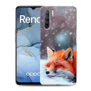 Силиконовый чехол на OPPO Reno3 с принтом лиса Силиконовый чехол на OPPO Reno3 с принтом лиса