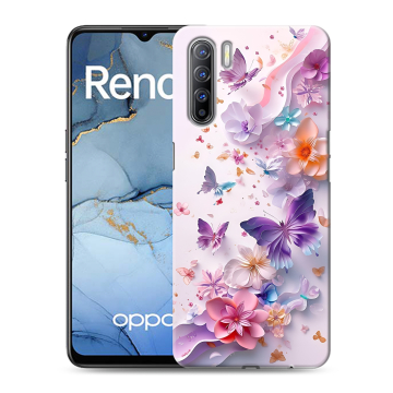 Силиконовый чехол на OPPO Reno3 с принтом цветы бабочки Силиконовый чехол на OPPO Reno3 с принтом цветы бабочки