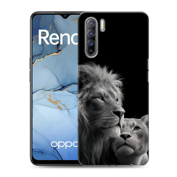 Силиконовый чехол на OPPO Reno3 с принтом Лев кошки Силиконовый чехол на OPPO Reno3 с принтом Лев кошки