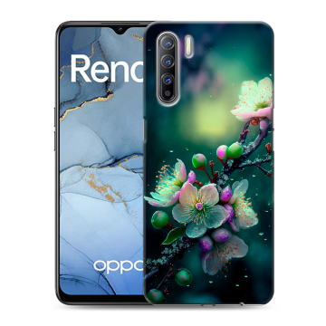 Силиконовый чехол на OPPO Reno3 с принтом Цветы и мрамор Силиконовый чехол на OPPO Reno3 с принтом Цветы и мрамор