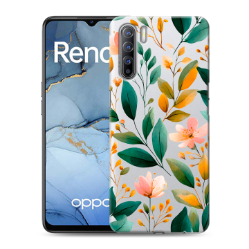 Силиконовый чехол на OPPO Reno3 с принтом Цветы паттерн Силиконовый чехол на OPPO Reno3 с принтом Цветы паттерн