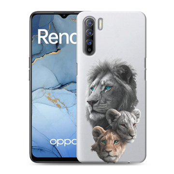 Силиконовый чехол на OPPO Reno3 с принтом Львы Силиконовый чехол на OPPO Reno3 с принтом Львы