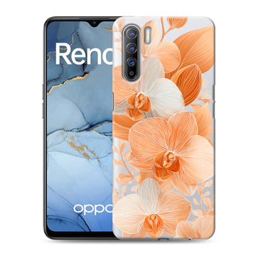 Силиконовый чехол на OPPO Reno3 с принтом Бежевые цветы Силиконовый чехол на OPPO Reno3 с принтом Бежевые цветы