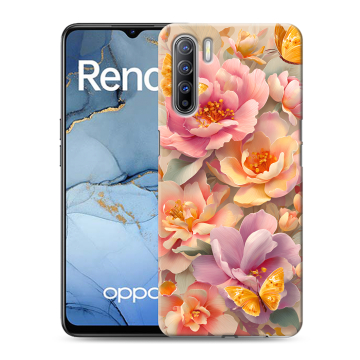 Силиконовый чехол на OPPO Reno3 с принтом Цветы и бабочки Силиконовый чехол на OPPO Reno3 с принтом Цветы и бабочки