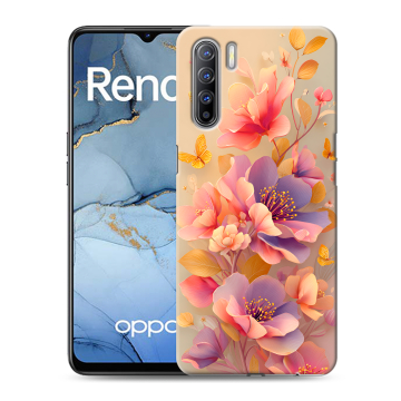 Силиконовый чехол на OPPO Reno3 с принтом Цветы и бабочки Силиконовый чехол на OPPO Reno3 с принтом Цветы и бабочки
