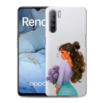 Силиконовый чехол на OPPO Reno3 с принтом девушка цветы Силиконовый чехол на OPPO Reno3 с принтом девушка цветы