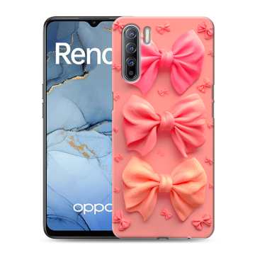 Силиконовый чехол на OPPO Reno3 с принтом Розовые бантики Силиконовый чехол на OPPO Reno3 с принтом Розовые бантики