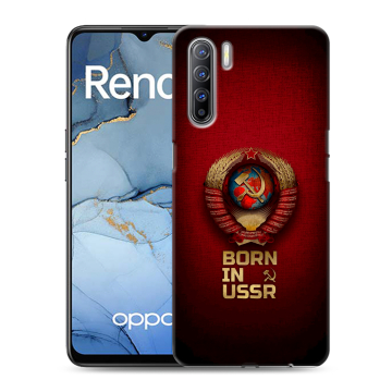Силиконовый чехол на OPPO Reno3 с принтом Флаг Герб СССР Силиконовый чехол на OPPO Reno3 с принтом Флаг Герб СССР