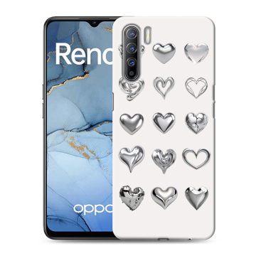 Силиконовый чехол на OPPO Reno3 с принтом Y2K сердечки Силиконовый чехол на OPPO Reno3 с принтом Y2K сердечки