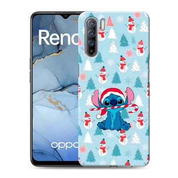 Силиконовый чехол на OPPO Reno3 с принтом Стич Новый год