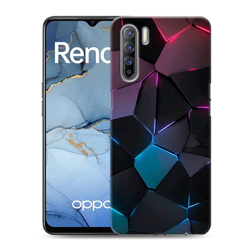 Силиконовый противоударный чехол на OPPO Reno3 с принтом Геометрия неона Силиконовый противоударный чехол на OPPO Reno3 с принтом Геометрия неона
