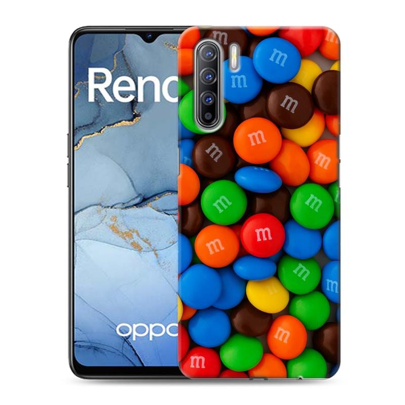 Силиконовый противоударный чехол на OPPO Reno3 с принтом Конфеты Силиконовый противоударный чехол на OPPO Reno3 с принтом Конфеты
