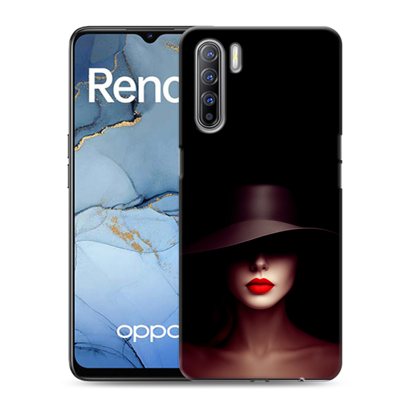Силиконовый чехол на OPPO Reno3 с принтом Девушка в шляпе Силиконовый чехол на OPPO Reno3 с принтом Девушка в шляпе