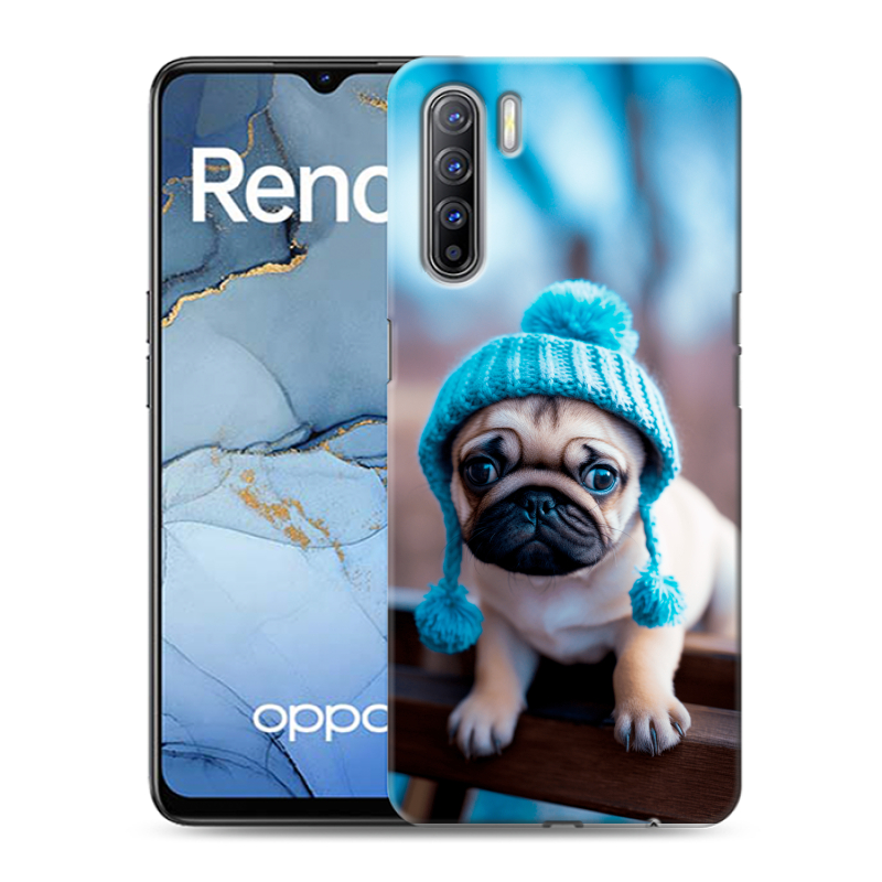 Силиконовый чехол на OPPO Reno3 с принтом Мопс в шапке Силиконовый чехол на OPPO Reno3 с принтом Мопс в шапке