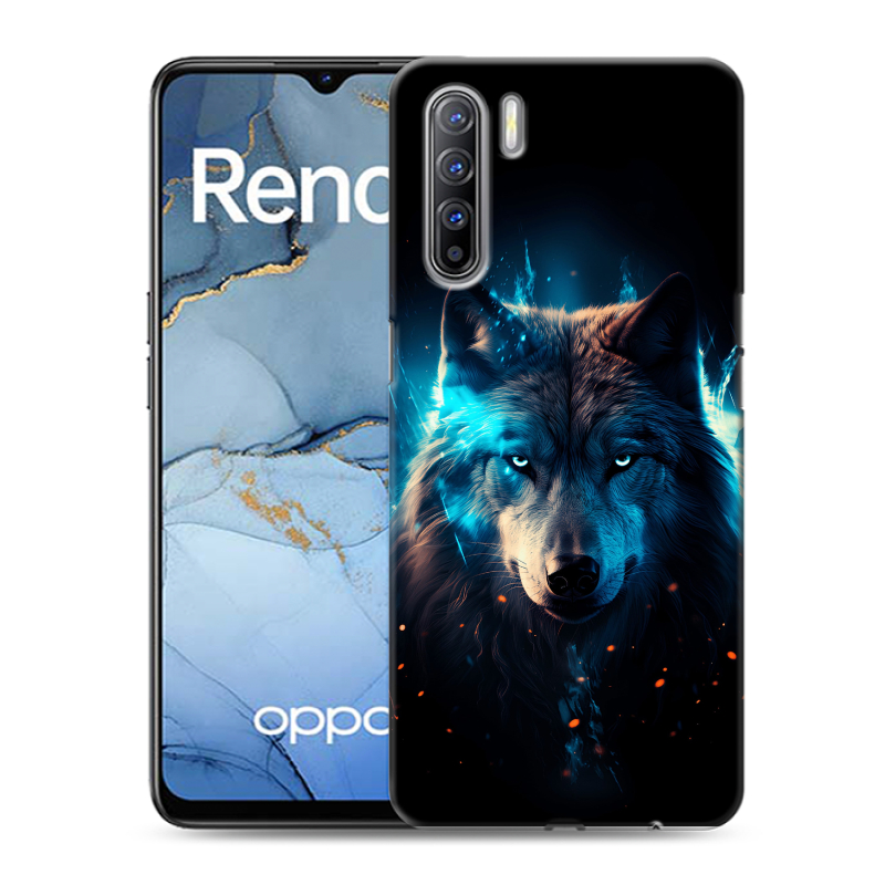 Силиконовый чехол на OPPO Reno3 с принтом Волк ночной Силиконовый чехол на OPPO Reno3 с принтом Волк ночной
